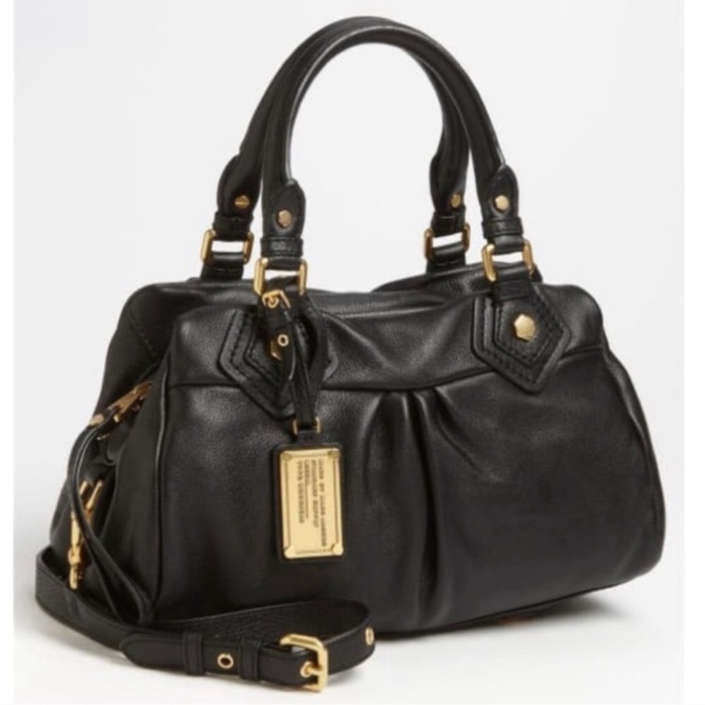 Marc by Marc Jacobs Classic Q
Baby Groovee Bag Black Leather Satchel Gold